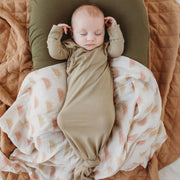 Baby Swaddle/Wrap - Organic Bamboo Muslin - Rainbow Baby Wrap Halo & Horns 