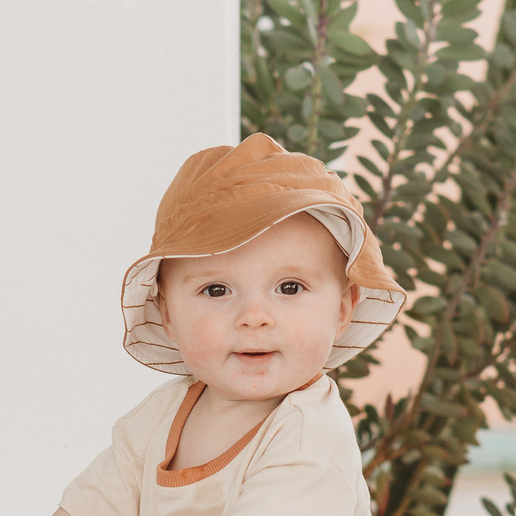 Hat - Baby - Toffee | Stripe Hat Halo & Horns 