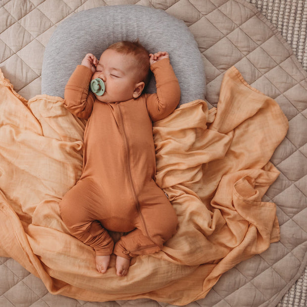 Baby Swaddle/Wrap - Organic Bamboo Muslin - Wheat Baby Wrap Halo & Horns 