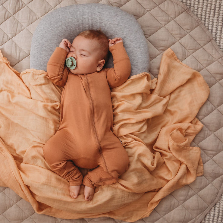 Baby Swaddle/Wrap - Organic Bamboo Muslin - Wheat Baby Wrap Halo & Horns 