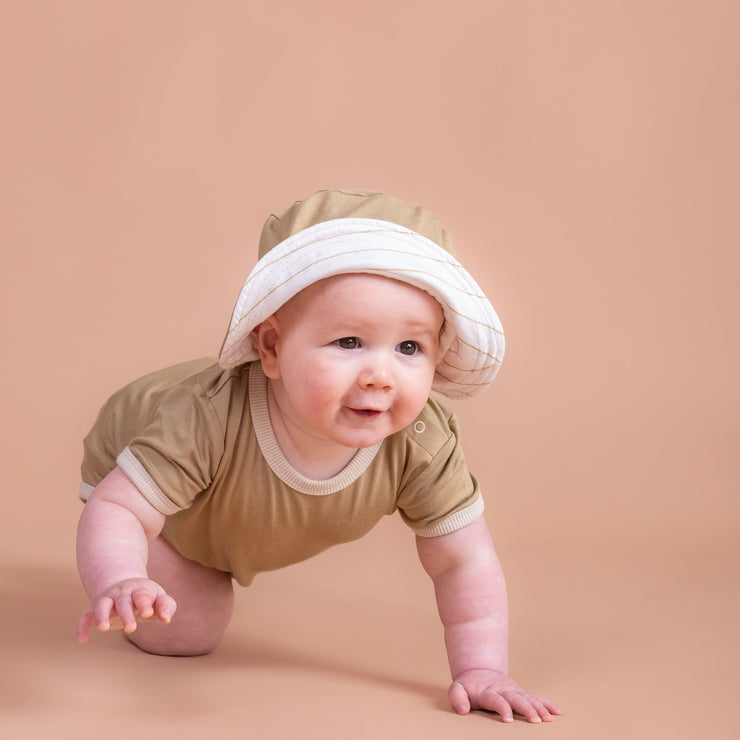 Hat - Baby - Moss | Olive Stripe Hat Halo & Horns 