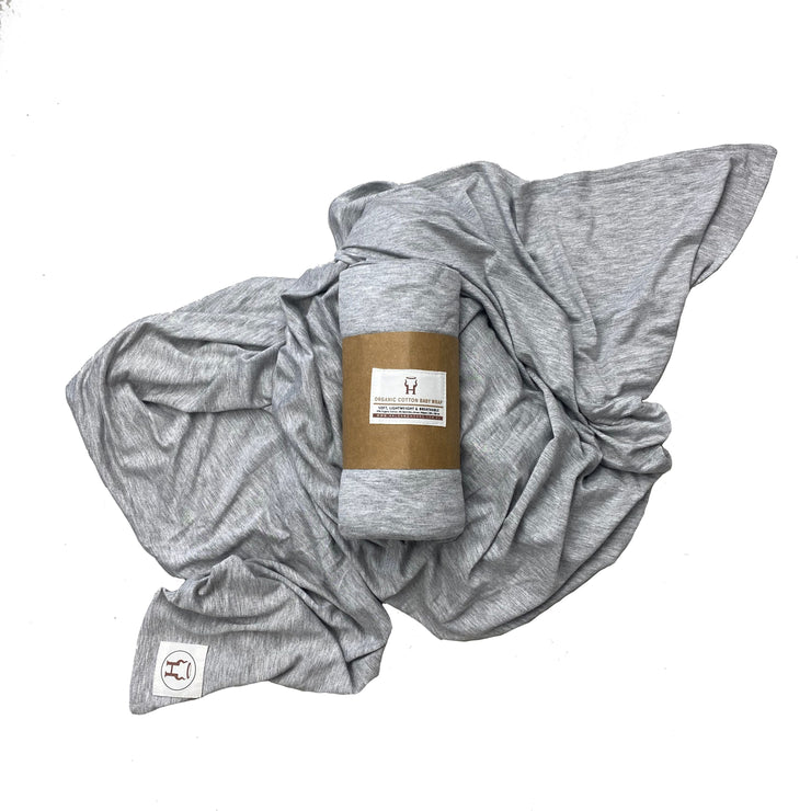 Baby Swaddle/Wrap - Organic Bamboo jersey - Marle Grey Baby Wrap Halo & Horns 