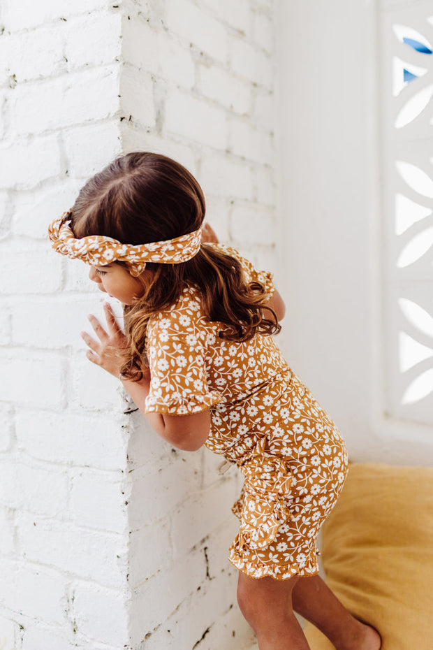Frill Sleeve Shirt and Shorts Set - Bamboo - Honey Daisy tshirt Halo & Horns 
