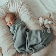 Baby Swaddle/Wrap - Organic Bamboo Muslin - Sea Blue Baby Wrap Halo & Horns 