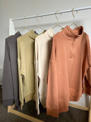 Track Pullover - Bamboo French Terry - Clay Tshirts Halo & Horns 