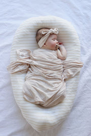 Jersey Baby Swaddle - Organic Bamboo - Oat Baby Wrap Halo & Horns 