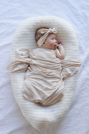 Jersey Baby Swaddle - Organic Bamboo - Oat Baby Wrap Halo & Horns 