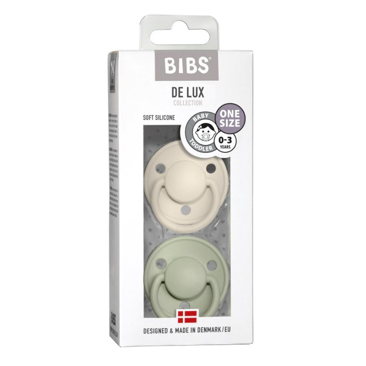 BIBS Soothers/Dummies - De Lux | Silicone - Ivory | Sage - 2 PK Soother BIbs 