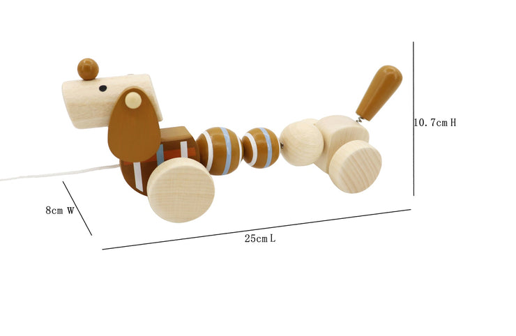 Wooden Pull Along Sausage DOG - Calm & Breezy Brand Timber Toy Calm & Breezy 