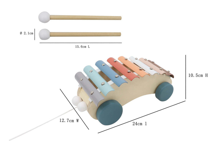 Wooden Pull Along Xylophone Car Halo & Horns 