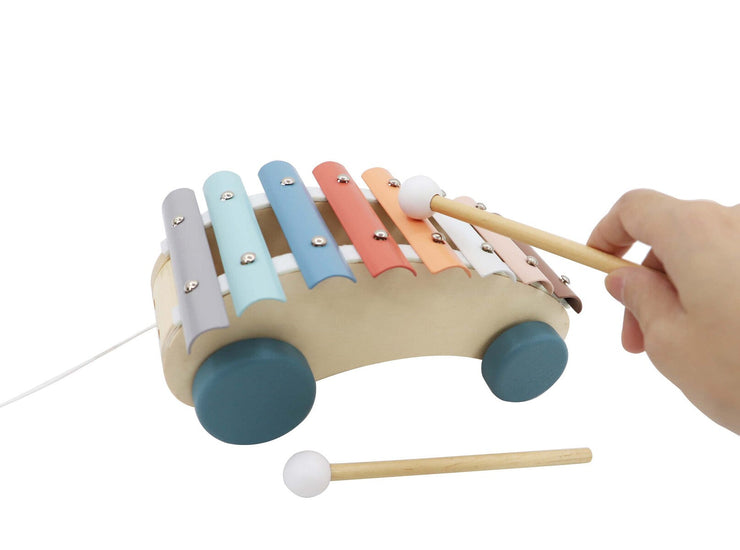 Wooden Pull Along Xylophone Car Halo & Horns 