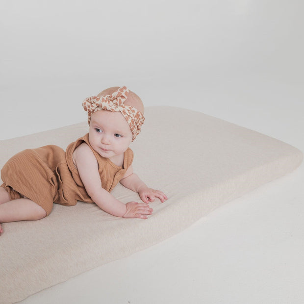 Cot Sheet - Bamboo Fitted - Oat Cot Sheet Halo & Horns 