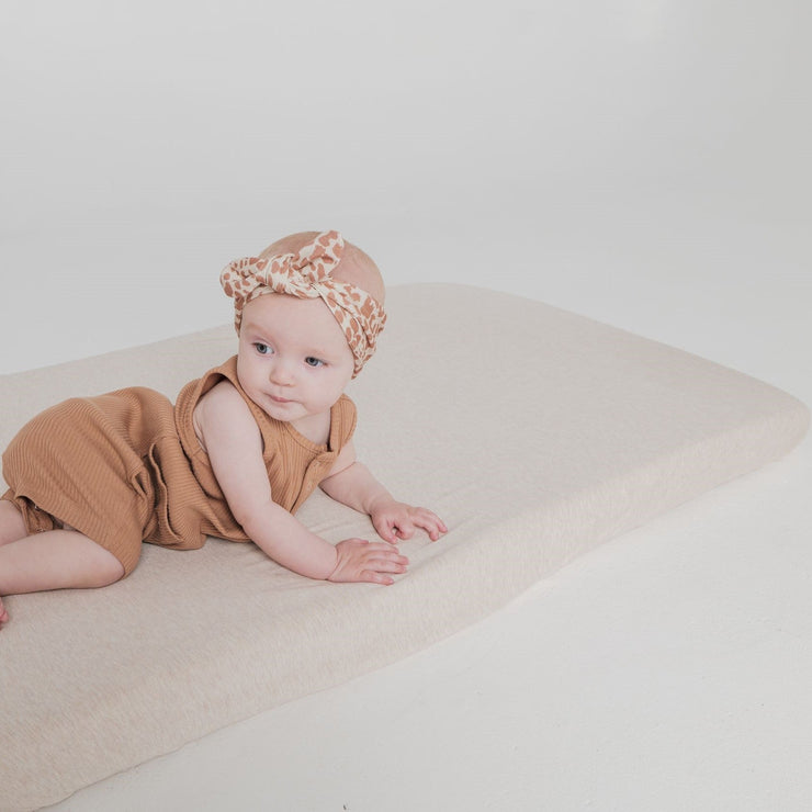 Cot Sheet - Bamboo Fitted - Oat Cot Sheet Halo & Horns 