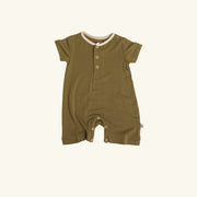 Romper Pocket - Short Sleeve- Olive Romper Halo & Horns 3-6 months 