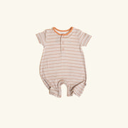 Romper Pocket - Short Sleeve- Clay Stripe Romper Halo & Horns 3-6 months 