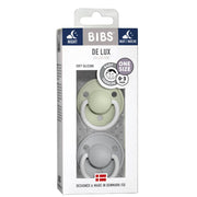 BIBS Soothers/Dummies - De Lux | Silicone "Night Glow" - Sage | Cloud - 2 PK Soother BIbs 