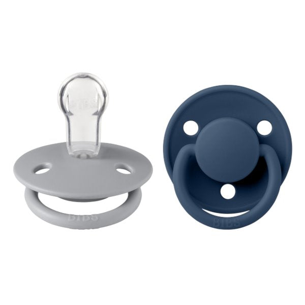 BIBS Soothers/Dummies - De Lux | Silicone - Cloud | Steel Blue - 2 PK Soother BIbs 