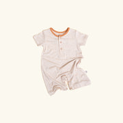 Romper Pocket - Short Sleeve- Oat | Clay edge Romper Halo & Horns 3-6 months 