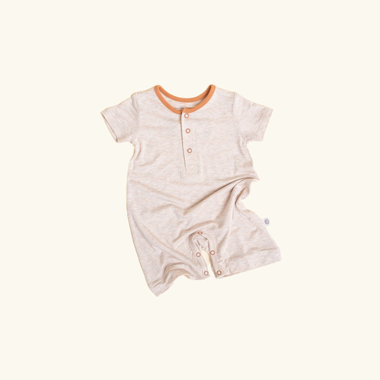 Romper Pocket - Short Sleeve- Oat | Clay edge Romper Halo & Horns 3-6 months 