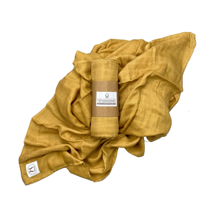 Baby Swaddle/Wrap - Organic Bamboo Muslin - Golden Honey Baby Wrap Halo & Horns 