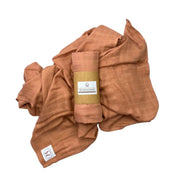 Baby Swaddle/Wrap - Organic Bamboo Muslin - Clay Baby Wrap Halo & Horns 
